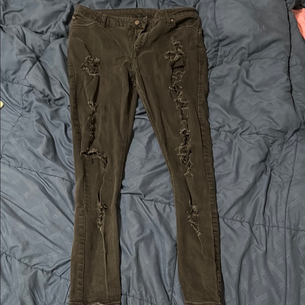 ASOS Black Skinny Jeans with Distressed Details